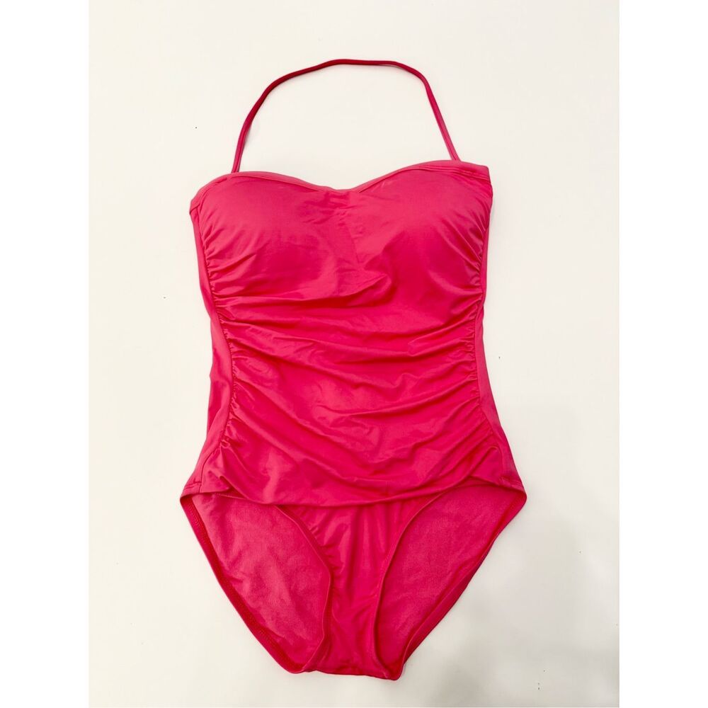 Tommy Bahama Pearl Shirred Bandeau One Piece Swimsuit Coral Coast 6